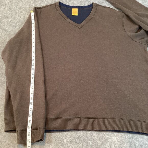 Tailor Vintage Sweater Mens XXL  Brown Blue Pullover Reversible V-Neck Cotton - Picture 7 of 9